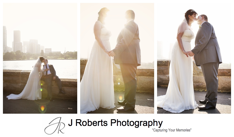 Bridal portraits in the setting sun Royal Botanic Gardens Sydney - sydney wedding photography 